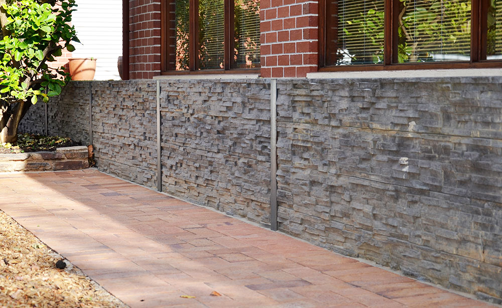 Little Hampton Hills Gold Pavers | Concrete Sleeper Retaining Wall